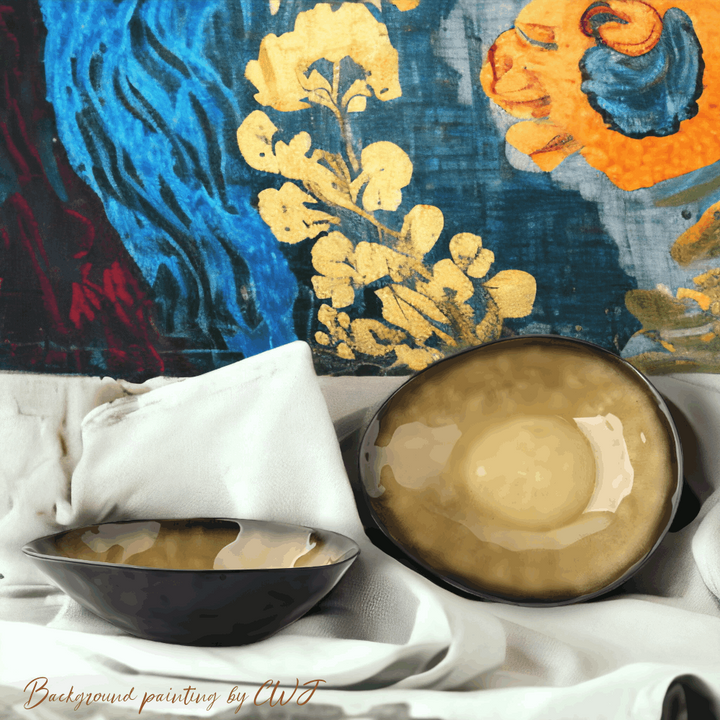 Handmade bowl with irregular shape - yellow
