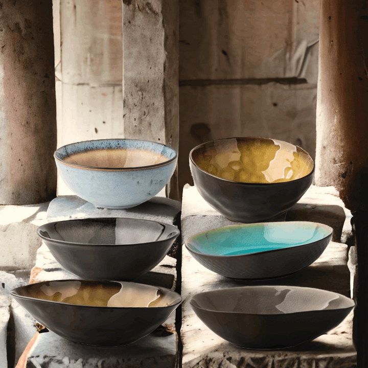 Handmade bowl with irregular shape - yellow