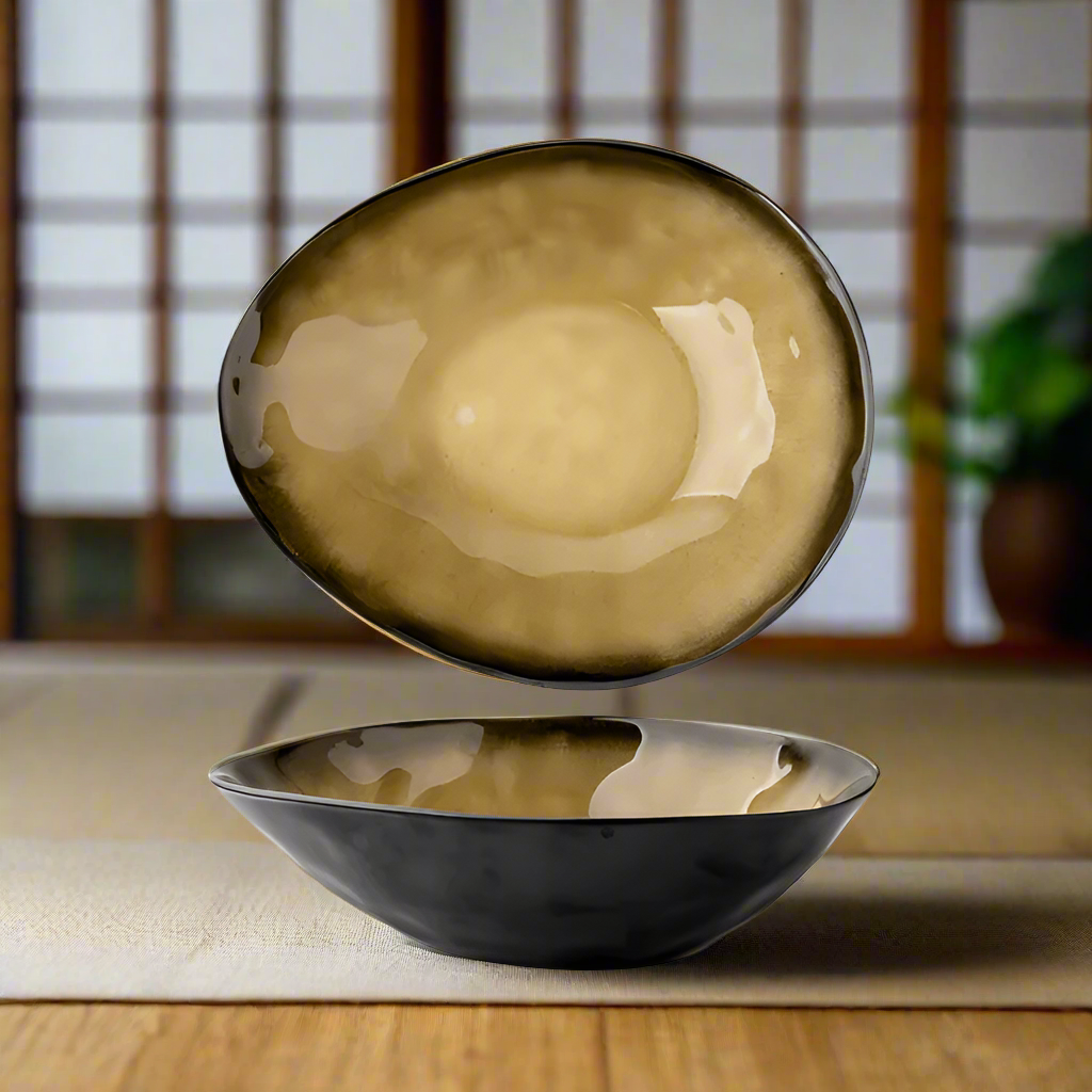 Handmade bowl with irregular shape - yellow