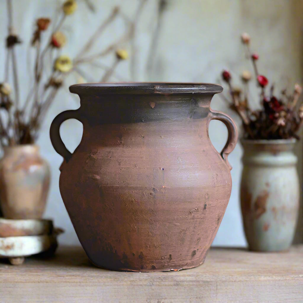 Handmade brown antique vase