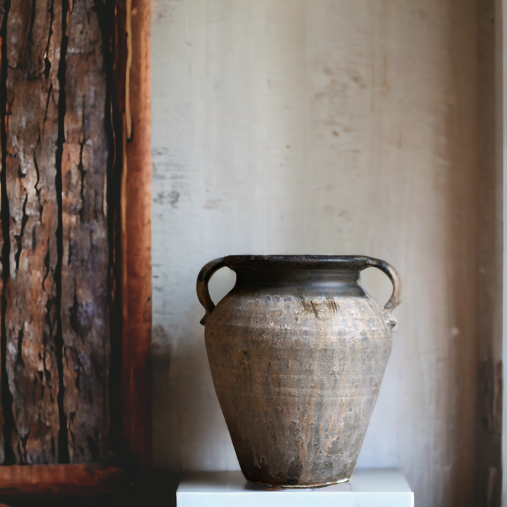 Handmade grey antique vase