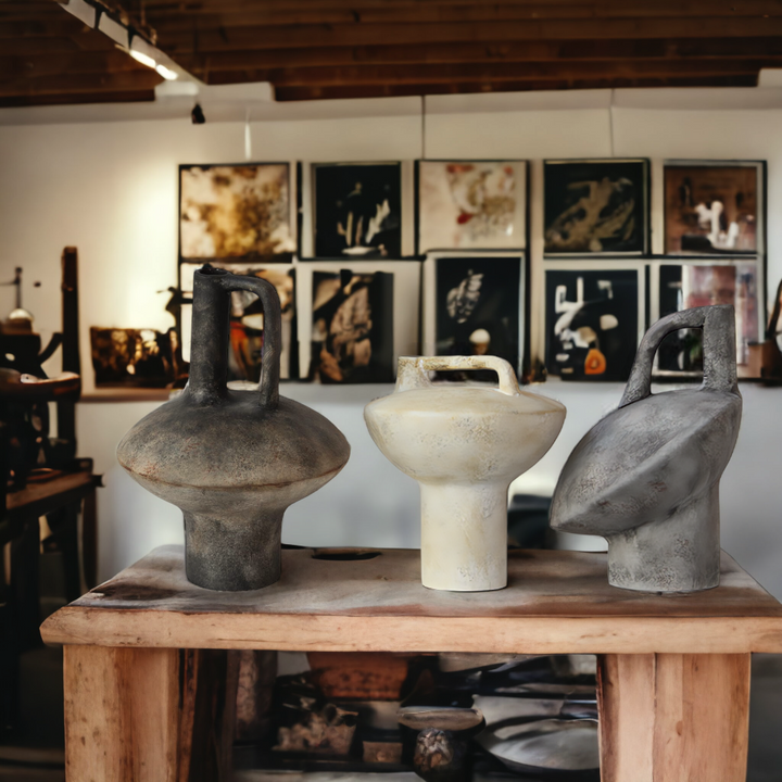 Handmade modern and abstract vase - grey