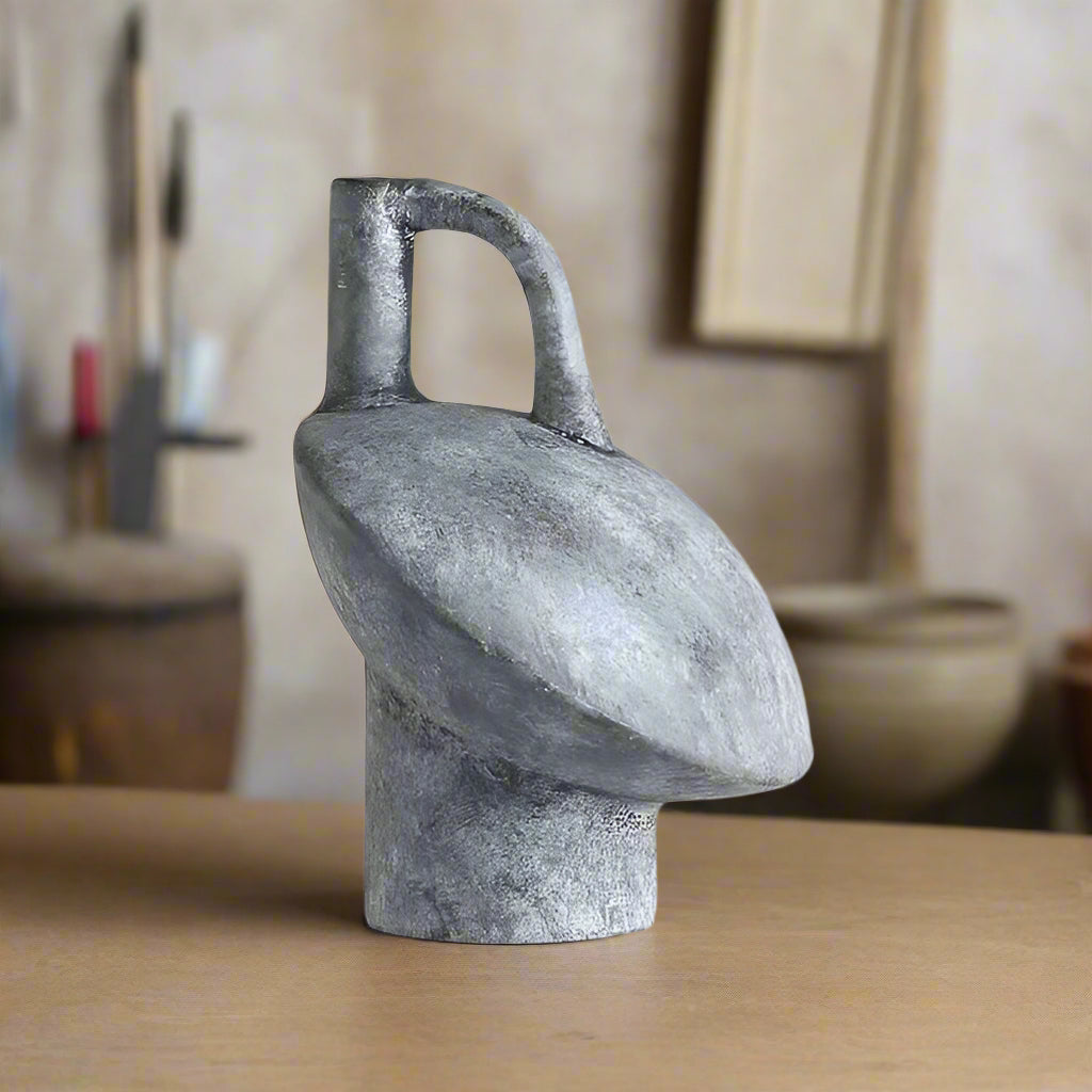 Handmade modern and abstract vase - grey