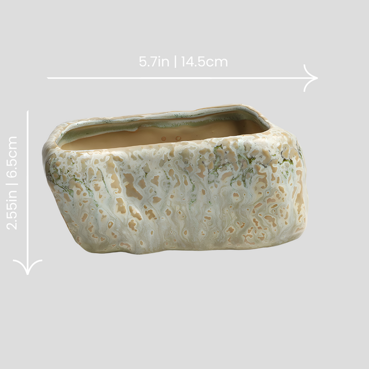Handmade rustic and naturalistic flowerpot - Green Variscite stone