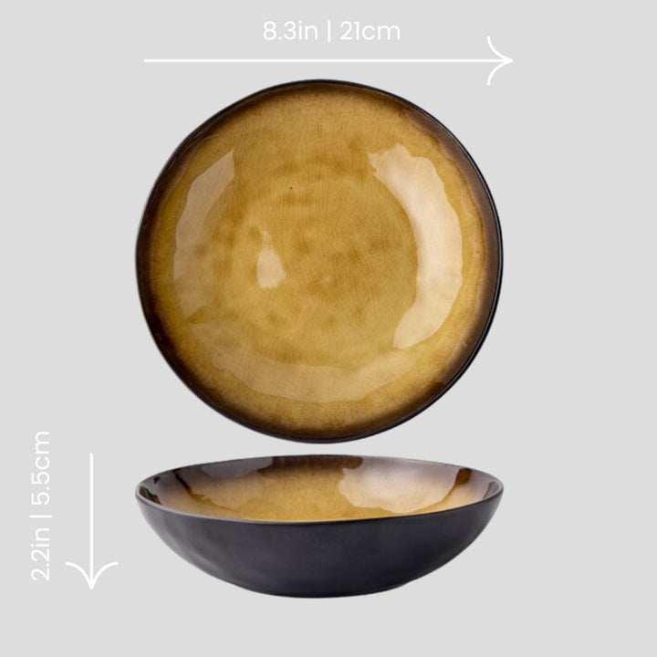 Handmade glazed salad bowl - yellow