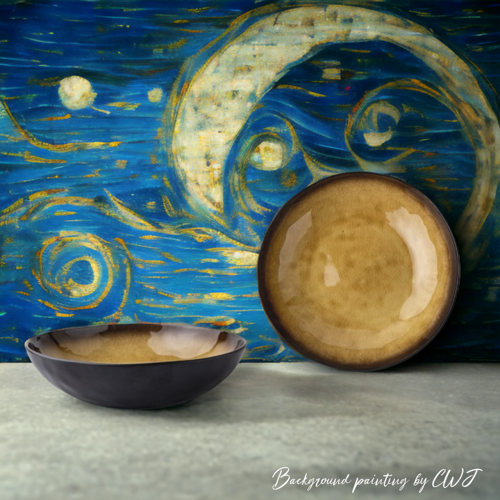 Handmade glazed salad bowl - yellow