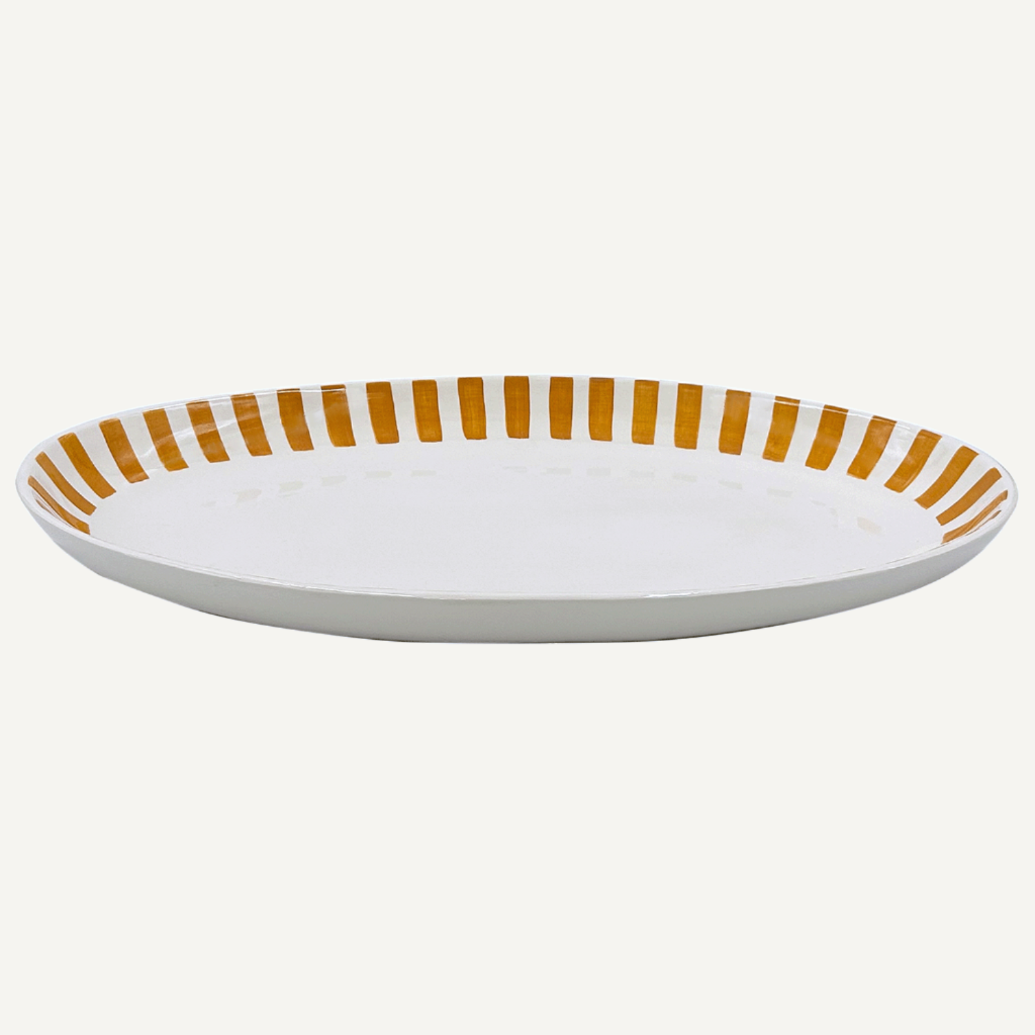 Large Yellow Stripes Oval Platter