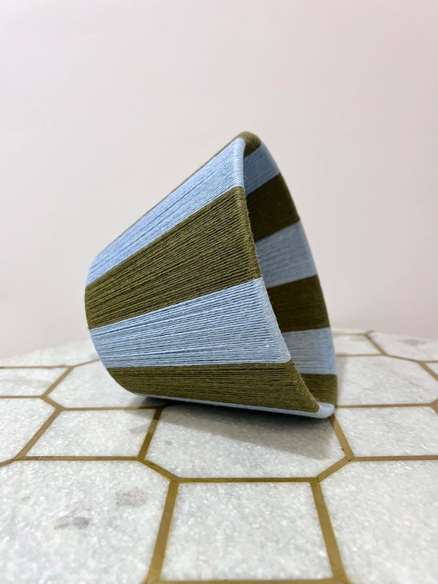 Sweet Pea | The Olive Green and Light Blue Stripe String Lampshade