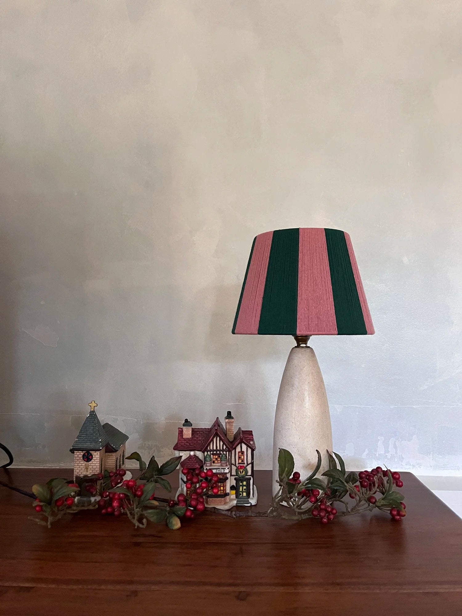 Fable | The Forest Green and Pink Stripe String Lampshade
