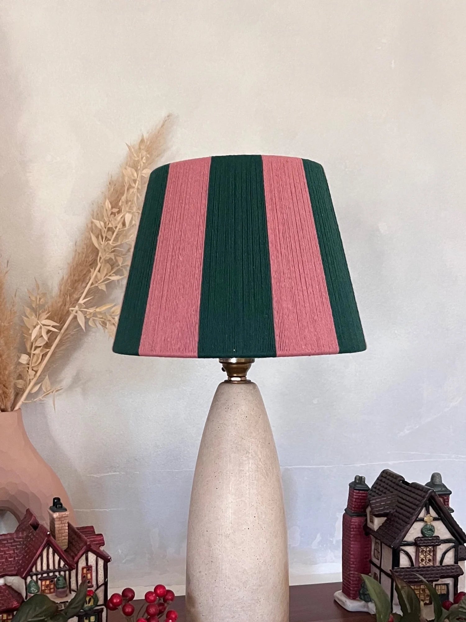Fable | The Forest Green and Pink Stripe String Lampshade