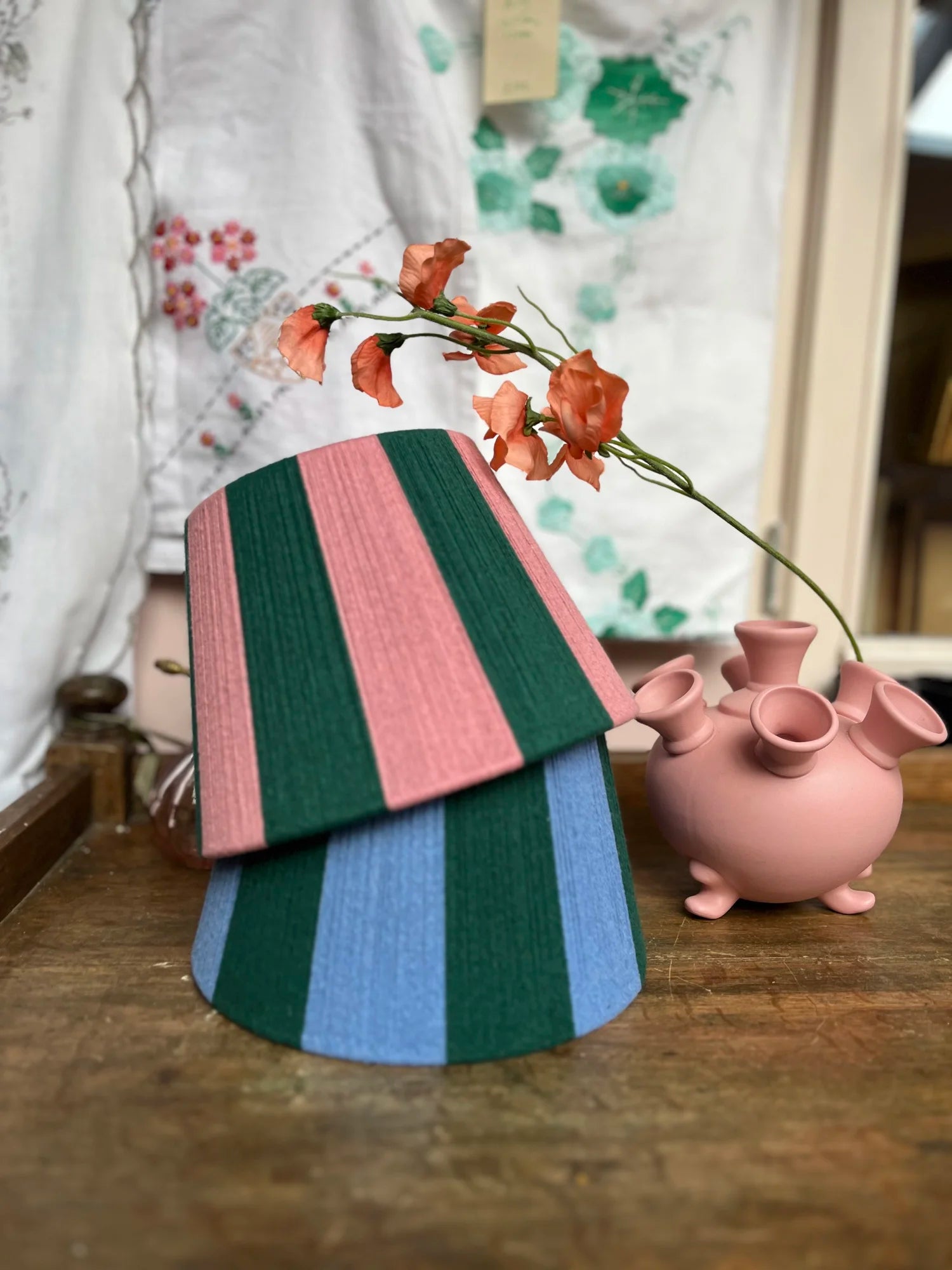 Fable | The Forest Green and Pink Stripe String Lampshade
