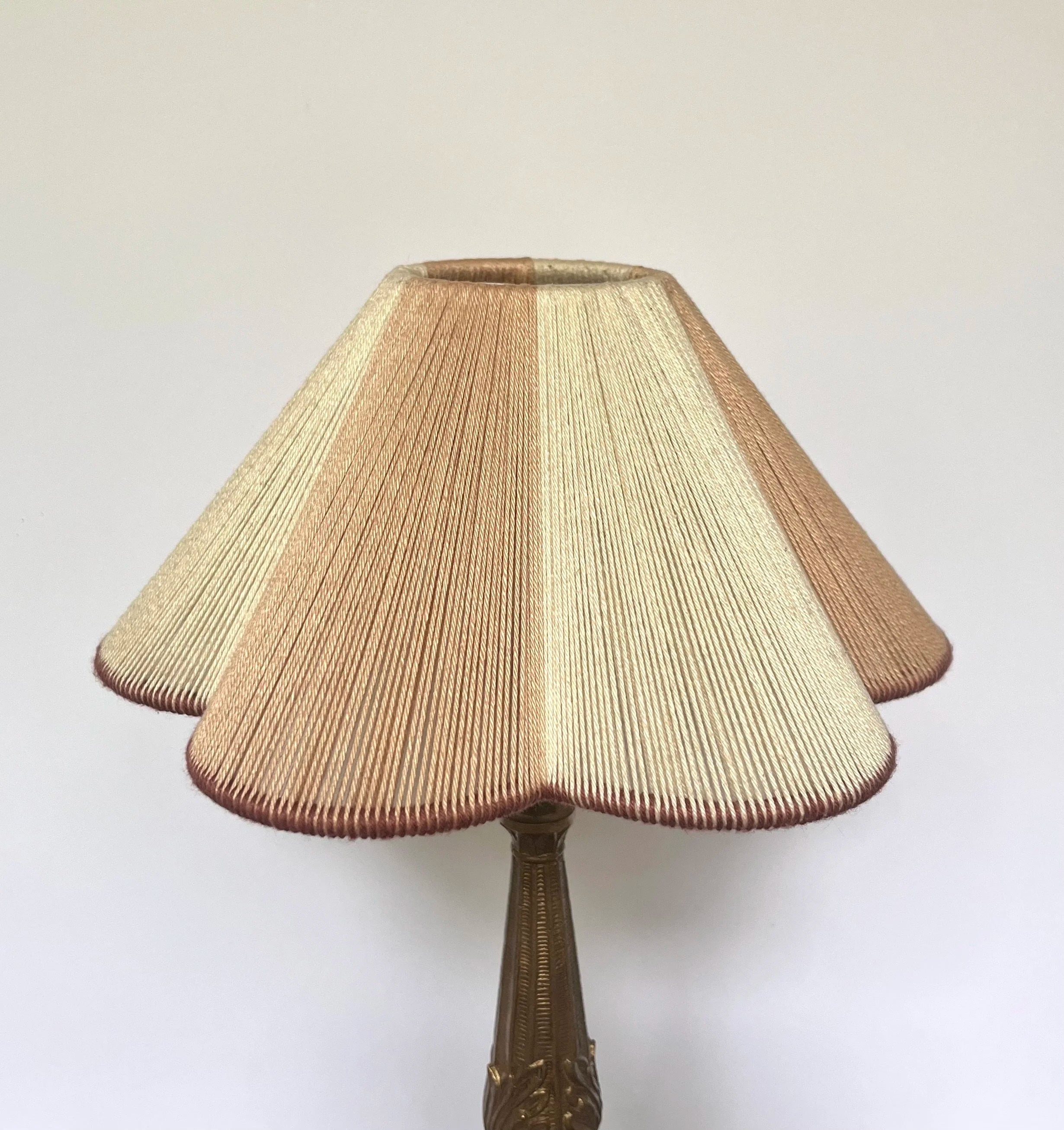 String Petal Flower Lampshade | Mocha Brown Trim