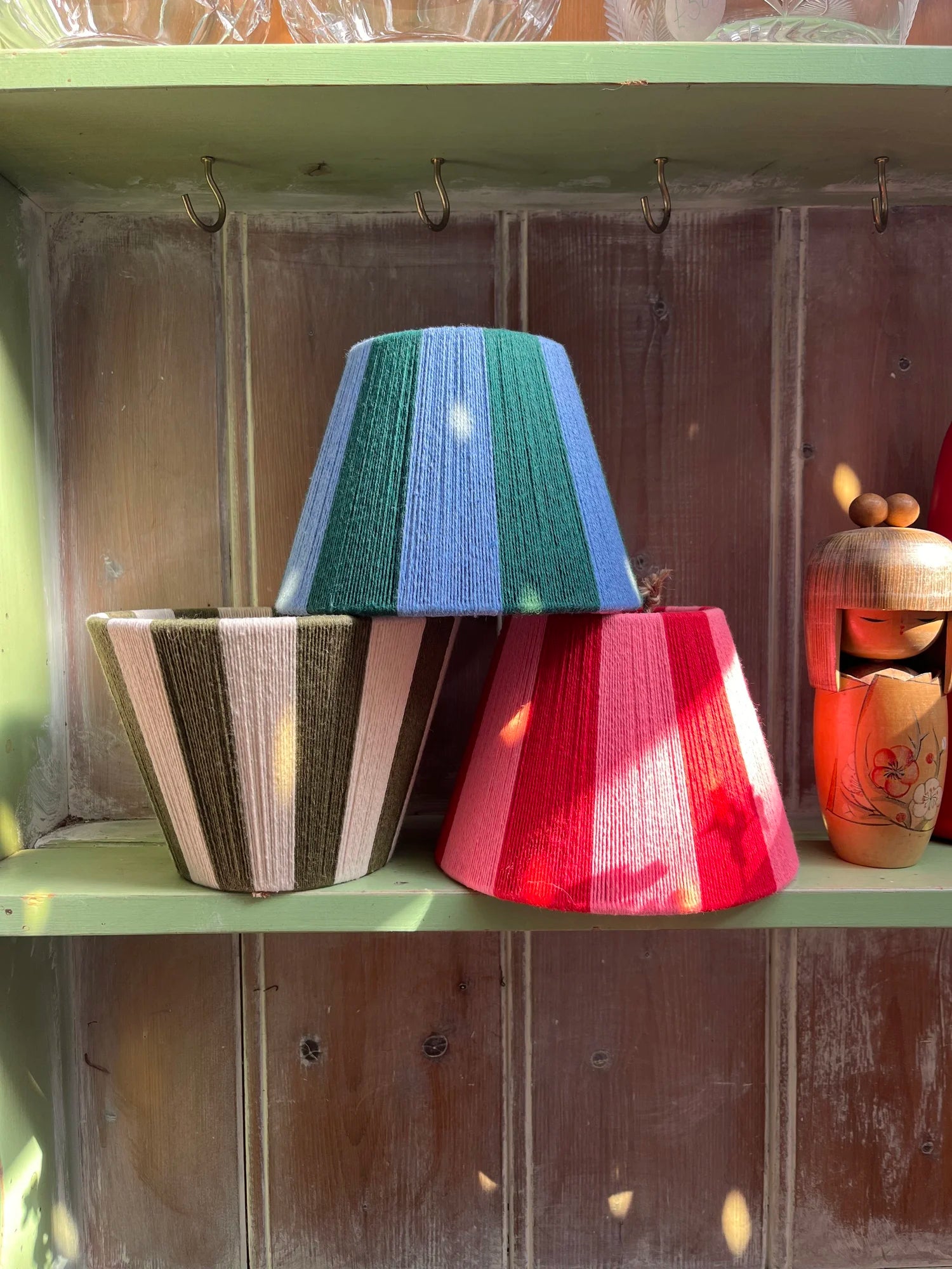 Twilight | The Forest Green and Denim Blue Stripe String Lampshade
