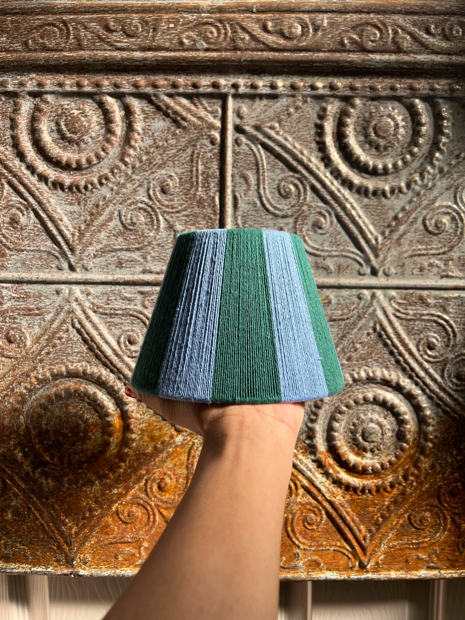 Twilight | The Forest Green and Denim Blue Stripe String Lampshade
