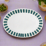 Small Green Stripes Oval Platter