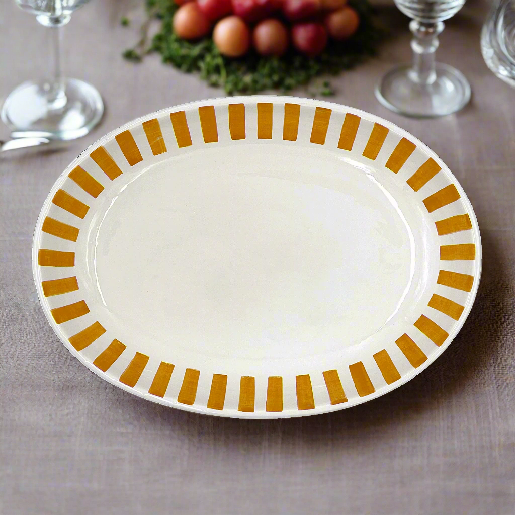 Small Yellow Stripes Oval Platter