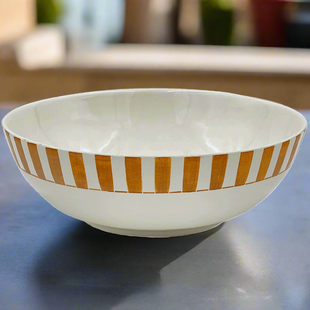 Yellow Stripes Salad Bowl