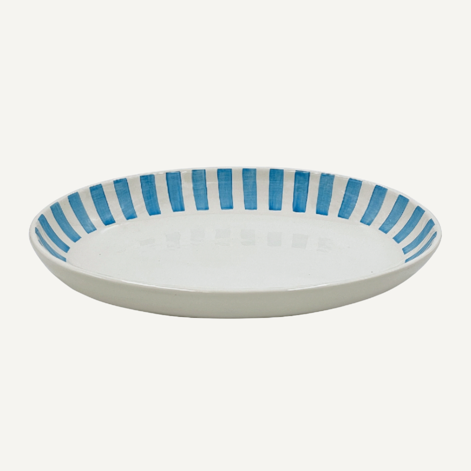 Small Light Blue Stripes Oval Platter