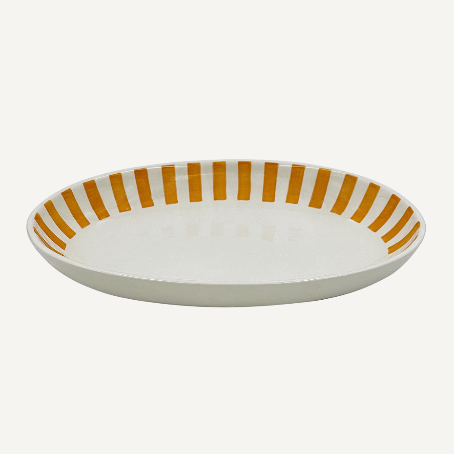 Small Yellow Stripes Oval Platter