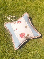 Geranium Patchwork Linen Cushion