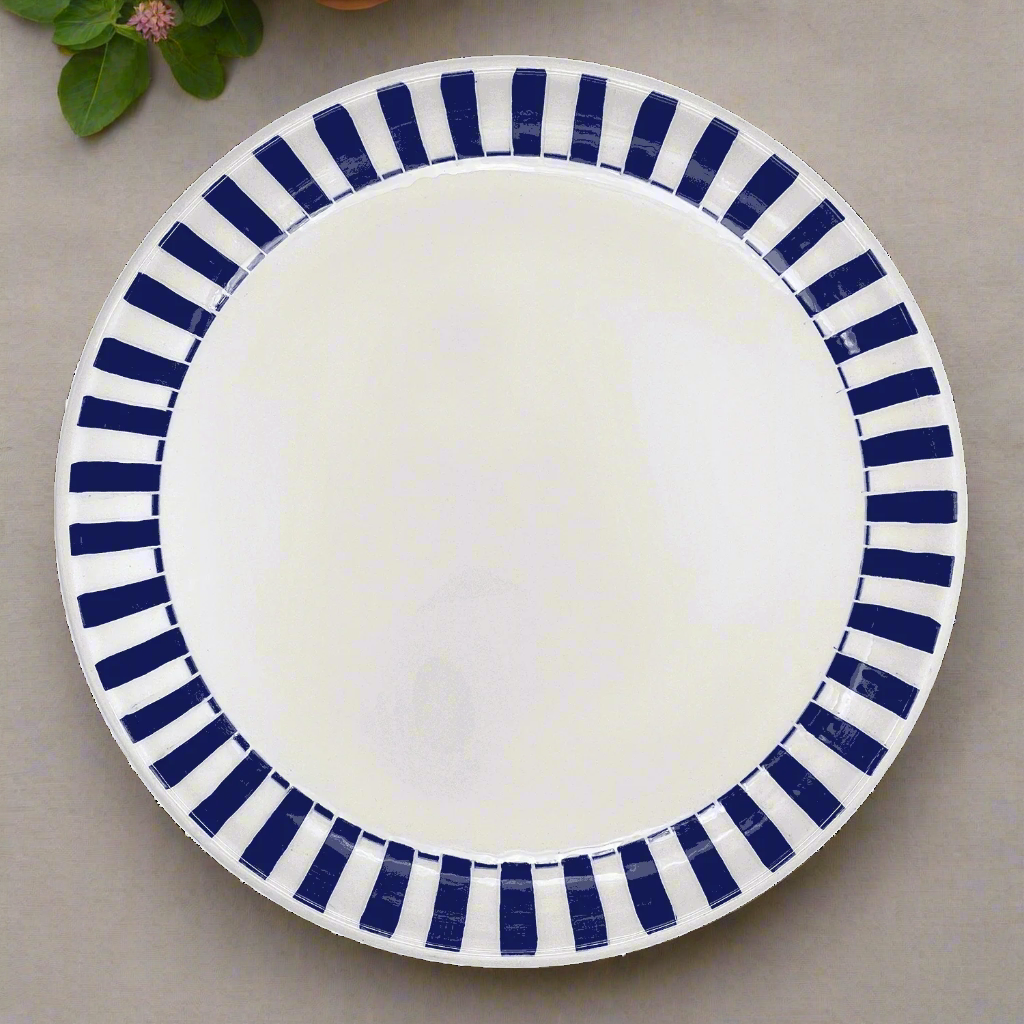 Navy Blue Stripes Charger Plate