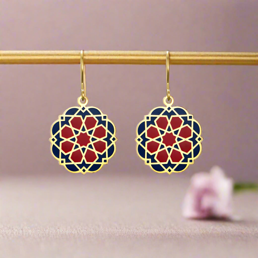 Islamic Art Inspired Enamel Earrings Nazarí