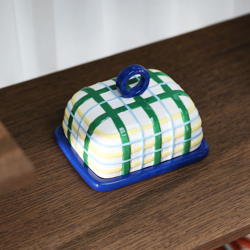 Plaid Butter Dish