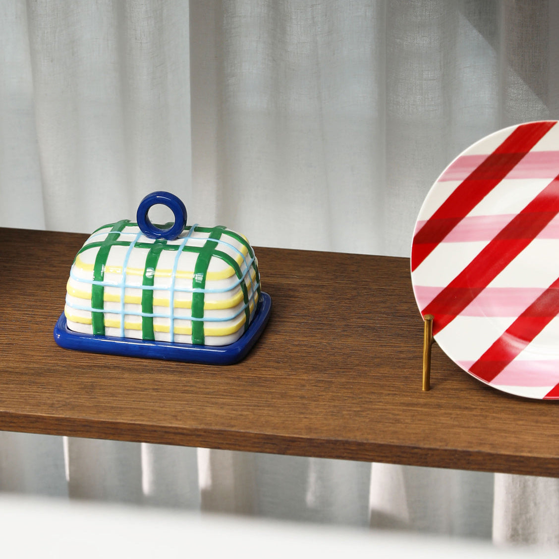 Plaid Butter Dish