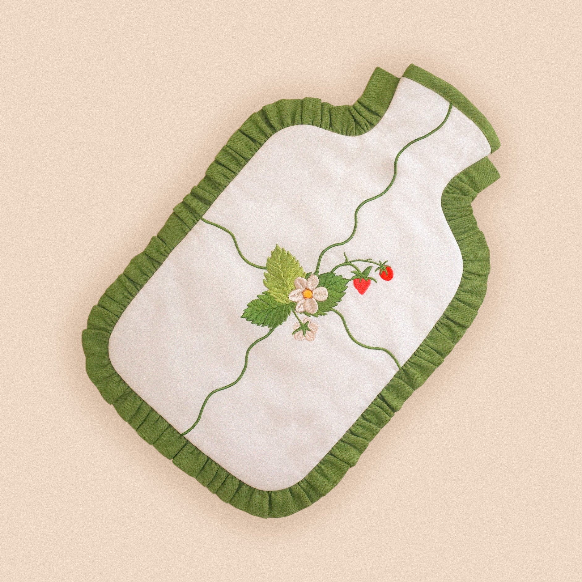 Strawberry patch hot water bottle cover