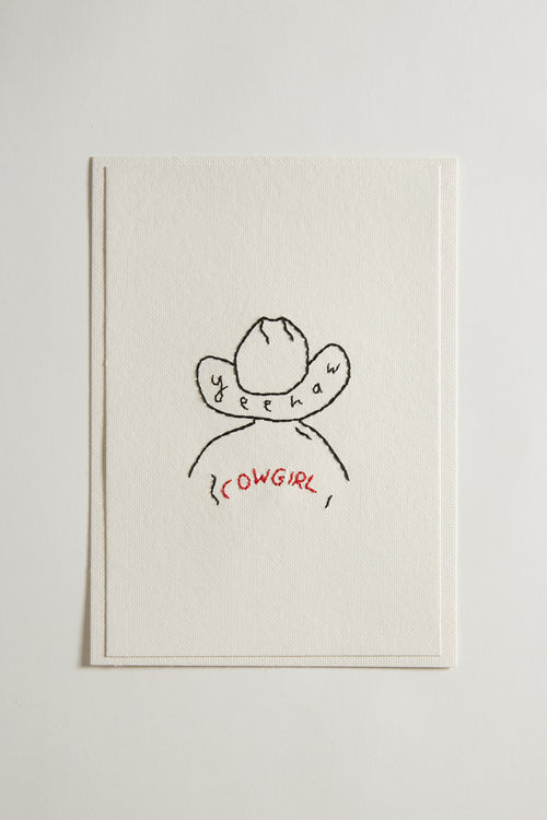 Hand Embroidered Cowgirl Card