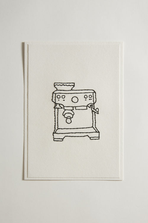 Hand Embroidered Coffee Machine Card