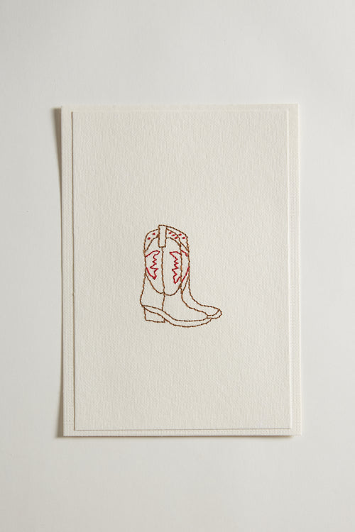 Hand Embroidered Cowboy Boots Card