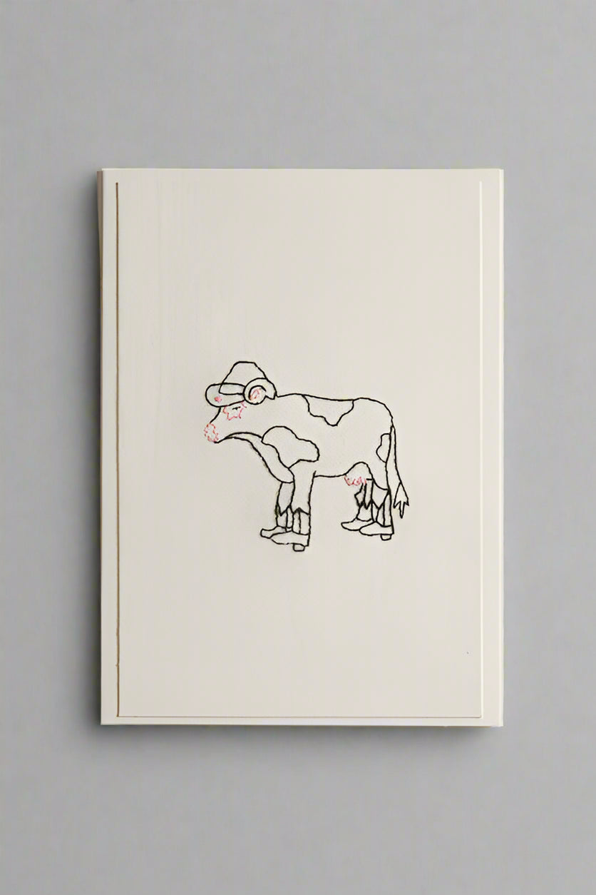 Hand Embroidered Cow(boy) Card