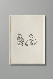 Hand Embroidered Couple with Plant Card