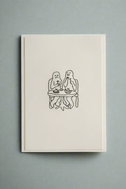 Hand Embroidered Couple Eating Card
