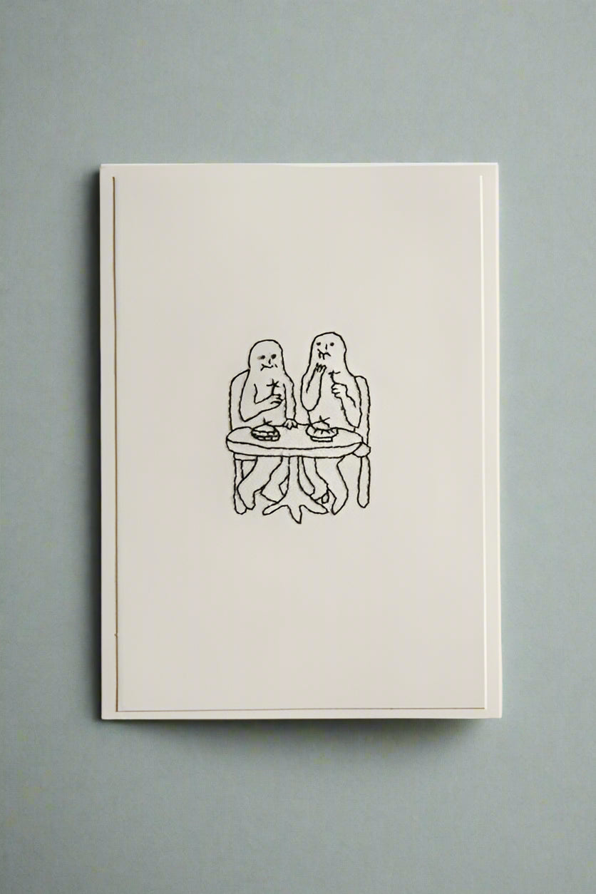 Hand Embroidered Couple Eating Card