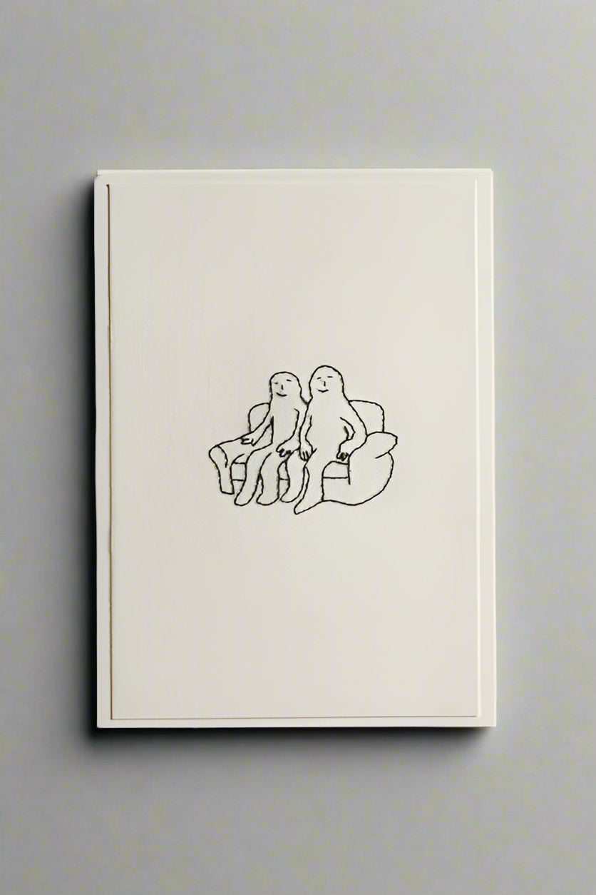 Hand Embroidered Couple on Sofa Card