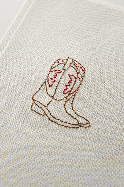 Hand Embroidered Cowboy Boots Card