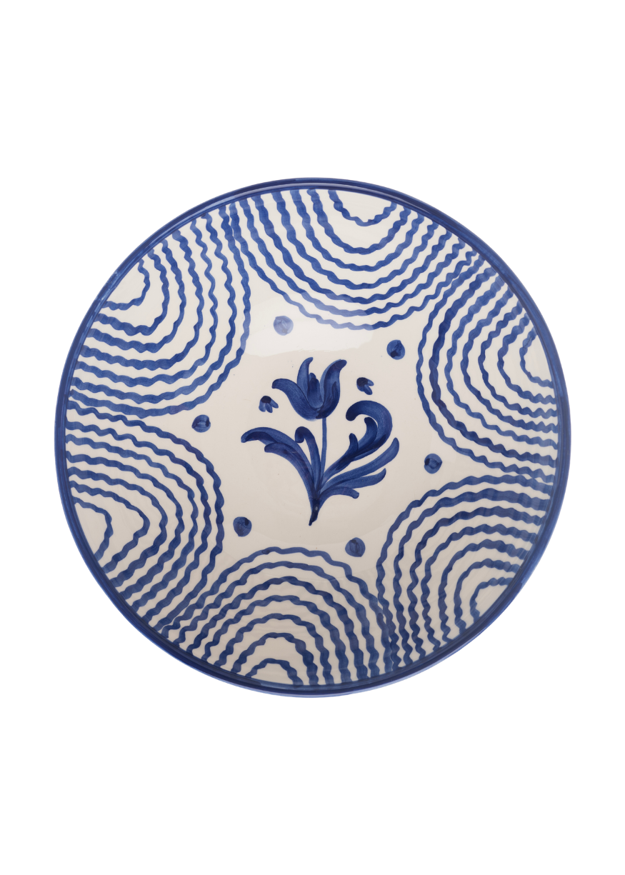 Flor Very Large Blue Serving Bowl