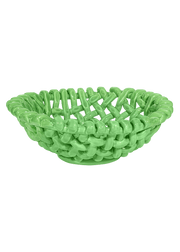 Large Apple Green Basketweave Bowl