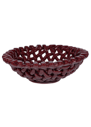 Large Burgundy Basketweave Bowl