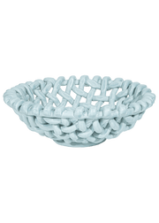 Large Sky Blue Basketweave Bowl