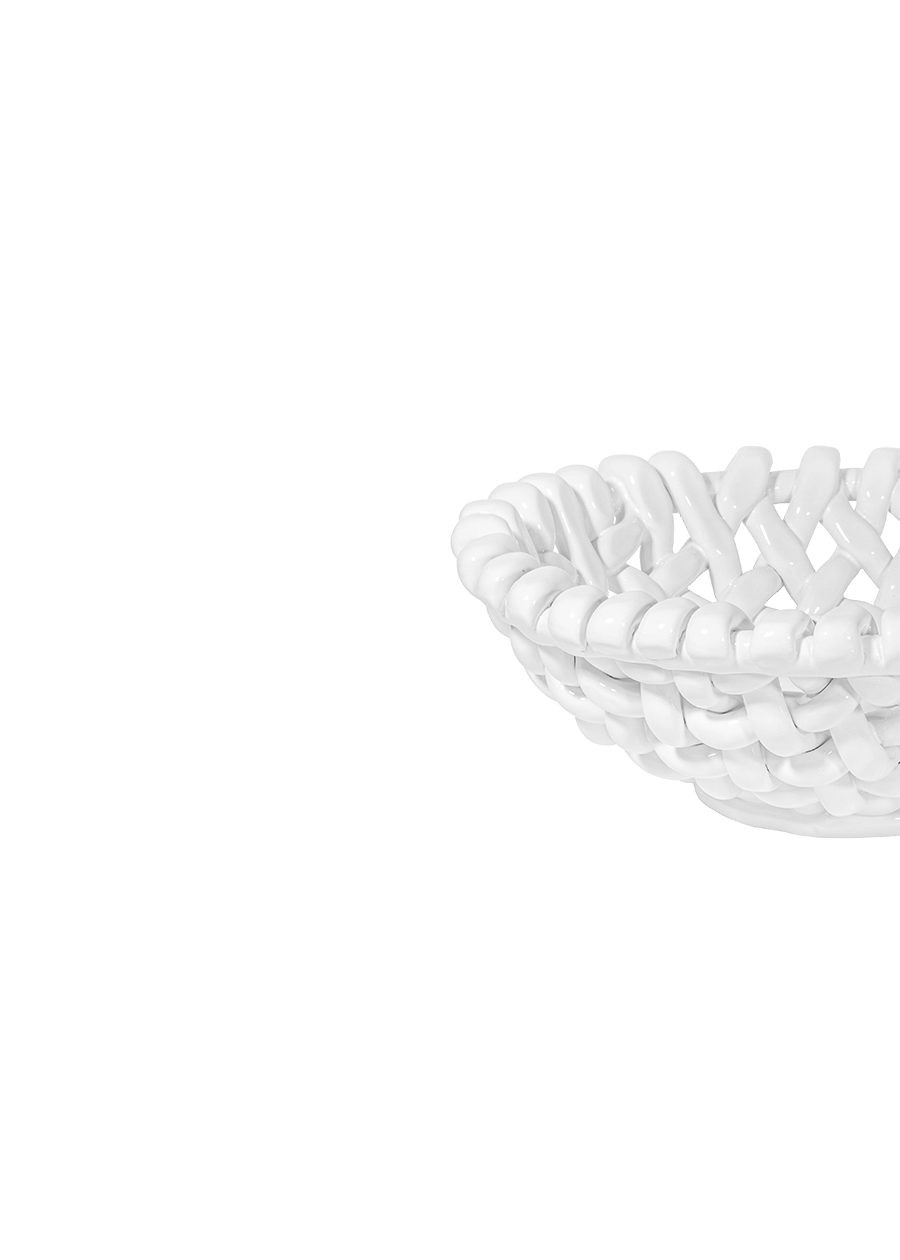Large White Basketweave Bowl