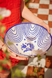 Flor Very Large Blue Serving Bowl
