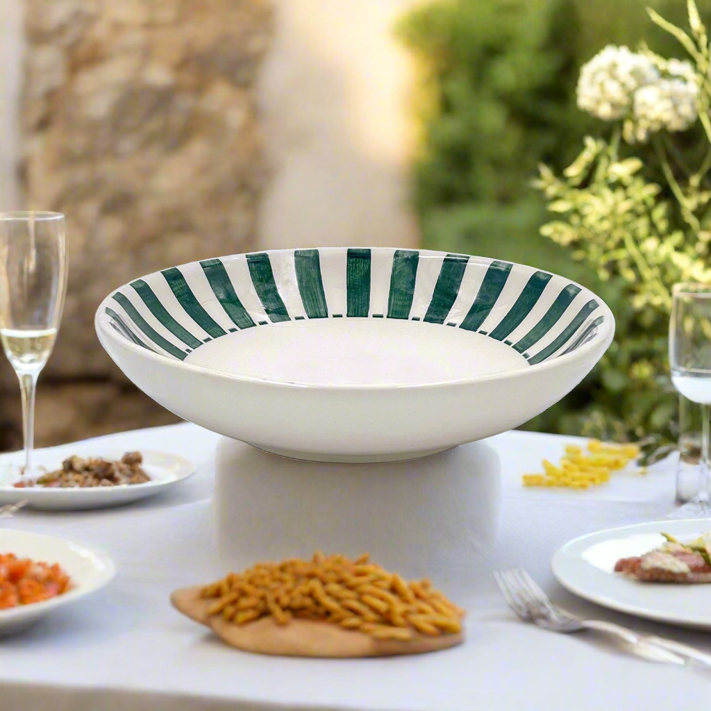 Green Stripes Pasta Bowl