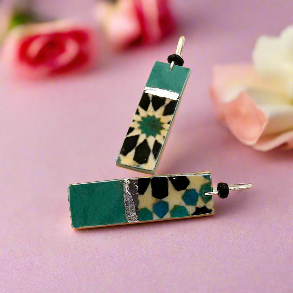 Green Rectangle Earrings Lebrija