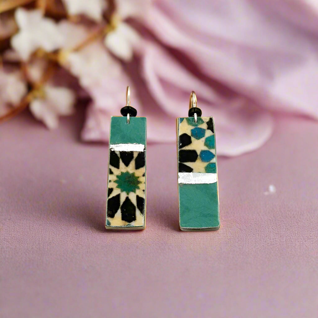 Green Rectangle Earrings Lebrija