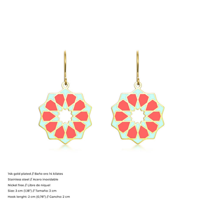 Rose Enamel Earrings Inspired By Islamic Patterns Siraj