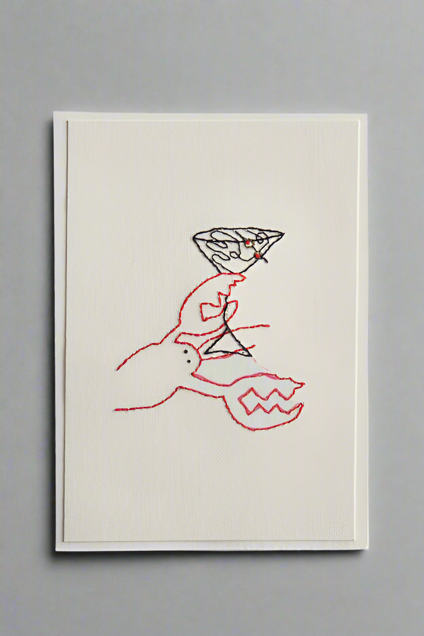 Hand Embroidered La Lob Card