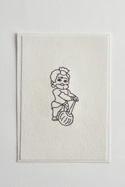 Hand Embroidered Diwali Card - Baby Hanuman